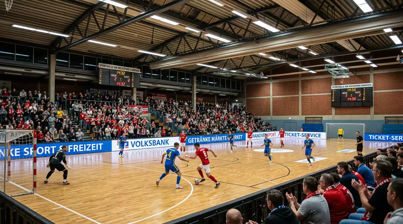 Zuschauer in einer deutschen Futsal-Arena während eines Bundesliga-Spiels